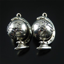 (2Pieces)Vintage Globe Alloy Plated Man Top Charms New Necklace Pendant Chain Hanger Bracelet Charm Jewelry Handmade Craft 52112 2024 - buy cheap