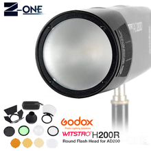 Godox H200R Flash Head Extension Head+AK-R1 Barn Door, Snoot, Color Filter, Reflector, Honeycomb, Diffuser Ball Kits for AD200 2024 - buy cheap