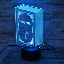 Holy Bible Book 3D Lamp 7 Color Change USB Jesus Cross LED Night Light Desk Lamp Kids Gifts Bedroom Decor Bedside Light Gift 2024 - buy cheap