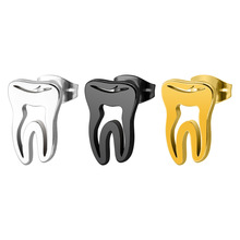 Titanium steel stainless steel gold tooth earrings male exaggerated earrings 2024 - buy cheap