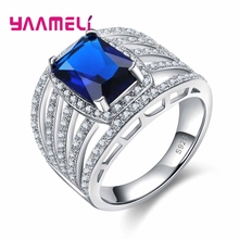 Top Selling Charming Shiny Blue Lucky Crystal Stone Ring Banquet Woman Jewelry 925 Sterling Silver For Wedding Prom 2024 - buy cheap