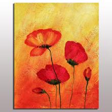 Popular red flower art painting home decoration red color flower oil painting on canvas simple abstract handpainted 2024 - buy cheap