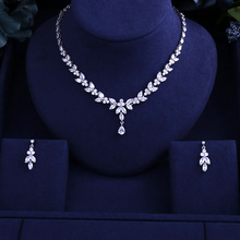 Newest Luxury Sparking Brilliant Cubic Zircon Clear Necklace Earrings Wedding Bridal Jewelry Sets &More 925 sterling silver 2024 - buy cheap