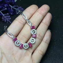 Pulsera de rubí naturales de Plata de Ley 925, piedras preciosas, regalo de propuesta de compromiso Joyería bonita para un amante 2024 - compra barato