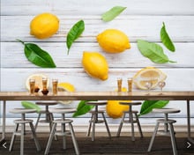 Papel tapiz 3d de limones, papel tapiz de hojas y frutas para sala de estar, cocina, papeles tapiz decoración del hogar, restaurante y cafetería 2024 - compra barato