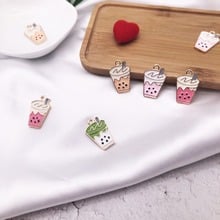 MRHUANG 10pcs/lot 22*15mm Milk Tea Enamel Charms Alloy Pendant fit bracelets DIY Jewelry Accessories 2024 - buy cheap