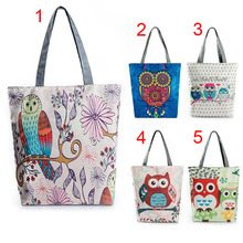 Fashion Hot Sale Shoulder Bag Women Floral Owl Printed Crossbody Bags Canvas Tote Beach Bag Large Capacity Single Handbag Bolsas 2024 - buy cheap