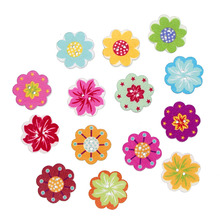 SHINE Wooden Sewing Buttons Scrapbooking Flower Colorful Mixed 2 Holes 20mm 50 PCs Costura Botones Decorate bottoni botoes 2024 - buy cheap