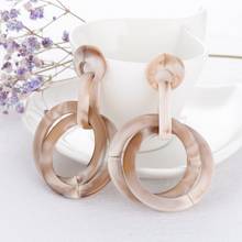 New Fashion Geometric Round Acrylic Long Dangle Earrings Women Vintage Brown Resin Pendent Statement Drop Earring Party Jewelry 2024 - buy cheap
