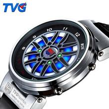 TVG-reloj deportivo para hombre, cronógrafo binario con pantalla Led azul, diseño creativo de ruleta y coche, marca superior, a la moda 2024 - compra barato