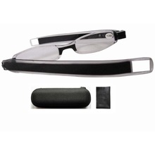 FR001 plástico delgado Mini plegable marco gris gafas de lectura brazos giran 360 con estuche rígido + 1,0/1,5/2/2,5/3/3,5/4 2024 - compra barato