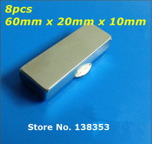 Wholesale 8pcs Super Strong Neodymium Rectangle Block Magnets 60mm x 20mm x 10mm N35 Rare Earth NdFeB Cuboid Magnet 2024 - buy cheap