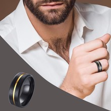 Мужское кольцо для помолвки, черное, из нержавеющей стали, 8 мм 2024 - купить недорого