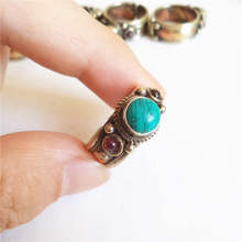 R160 Tibetan Jewelry Rose Copper Inlaid Enhanced Turquoises Stone Rings 2024 - buy cheap