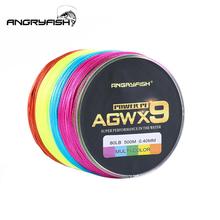 ANGRYFISH Diominate Multicolor X9 PE Line 9 Strands Weaves Braided 500m/547yds Super Strong Fishing Line 15LB-100LB 2024 - buy cheap