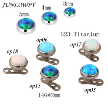 JUNLOWPY  20pcs 14G TitaniumG23 Opal micro Dermal  Skin body Surface piercing retainers hide it jewelry 2024 - buy cheap