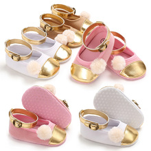 2019 spring and autumn 0-1 year old girl baby princess shoes fur ball soft bottom baby toddler shoes 2024 - buy cheap