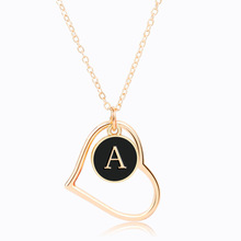 Gold Color Simple Alphabet Letter Heart Pendant Necklace for Women Trendy A-Z  Black Round Long Necklaces Party Boho Jewelry 2024 - buy cheap