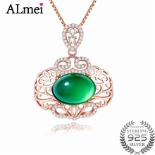 Almei-Colgante de Calcedonia de estilo chino para mujer, Collar de plata de ley 925 de Color oro rosa, joyería de boda con caja 40% FN064 2024 - compra barato