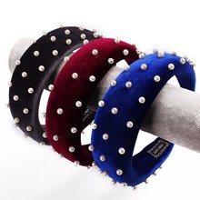 FASACC Women Thick Fashion Pearl Sponge Bezel Velvet Vintage Head Band Hoop Wide Woman Headbands Korean Girls Hair Accessories 2024 - buy cheap