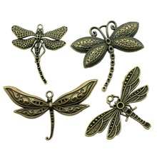 1 Uds Color de bronce antiguo dije libélula colgantes accesorios de la joyería libélula grande colgantes para joyería haciendo 2024 - compra barato