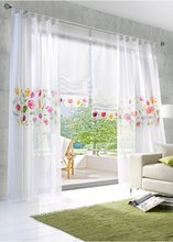 Price For One Piece Customized Rustic Printed FLoral Sheer Curtain Tulle Living Room Balcony 2024 - buy cheap