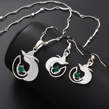 Anniyo Silver Color PNG Pendant & Necklaces & Earrings Sets With Green Stone,Papua New Guinea Beautiful Bird Jewelry #109406B 2024 - buy cheap