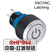 ONPOW 22mm Round illuminated Power symbol Latching ON/OFF Plastic push button switch (LAS1-AWY-11ZT/B/12V) CE, UL, ROHS 2024 - buy cheap