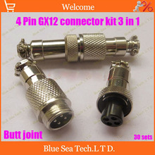Free Shipping 30 sets 4 Pin 12mm Male & Female 3 in 1 Butt joint Connector kit GX12 Socket+Plug,RS765 Aviation plug interface 2024 - buy cheap