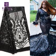 Black Sequins Net Lace Fabrics Classical Design 2019 Latest Style African Prom Dress Laces Wedding Material For Noble Lady Lace 2024 - buy cheap