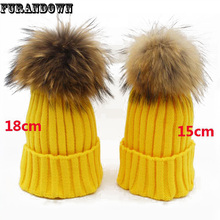 Boné de bola de pele de vison 18cm grande pompom chapéu de inverno para chapéu de malha de gorro feminino marca nova grosso boné feminino 2024 - compre barato