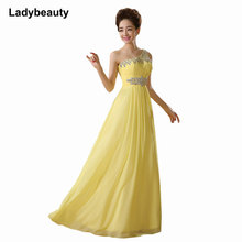 Ladybeauty New Elegant Evening Dresses One-Shoulder A-Line Long Crystals Beading Prom Party Dress Vestido De Festa Longo 2024 - buy cheap