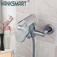 Bathroom Faucet Wall Mount Single Handle Chrome Brass Body Rainfall Hand Spray Shower Hose Bathtub Sink Mixer Tap Faucet 2024 - buy cheap