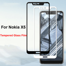 Película protetora de alta qualidade para nokia x5, película de vidro temperado com cobertura completa branca e preta 2024 - compre barato