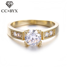 Top Quality Fashion 2017 Engagement Rings for Women Gold color Clear Fashion Jewellery 1 Carat Ring CC122 2024 - buy cheap