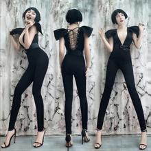 Bar Ds New Jumpsuits European And American Sexy Nightclub Dj Female Rompers Singer Gogo Collar Dance Costume Female Overalls 2024 - buy cheap