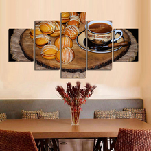 Hot Sale Modular Home Decoration 5 Pieces Coffee Prints Small Cake Pictures Office Paintings Canvas Poster Wall Art Framework 2024 - buy cheap