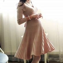 New Sexy Maternity Dresses V-neck  Knee-length  Pregnancy Clothes  Maternity Clothes 6MDS075 2024 - buy cheap