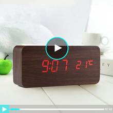 Деревянный светодиодный Будильник с функцией контроля температуры, Настольные Цифровые часы с USB 2024 - купить недорого