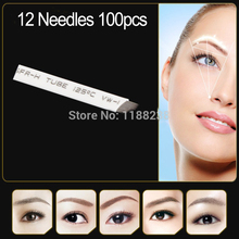 100pcs/lot permanent makeup Tattoo blade Manual eyebrow tattoo curved 12 needles Individually packed 2024 - buy cheap