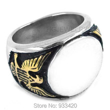 Бесплатная доставка! Масонское кольцо с золотым орлом, ювелирные изделия из нержавеющей стали, готическое кольцо с масонской мотором SWR0243 2024 - купить недорого