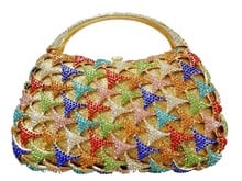 Bolso de mano con cristales de colores para mujer, bolsa de noche con diamantes, a la moda, con cadena, para boda 2024 - compra barato