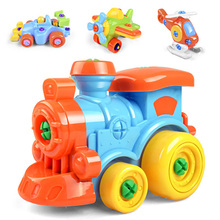 Cartoon Dismantled Plane Small Train Helicopter Kart Plastic Building Blocks Toy Assembled Car Boy Children's Educational Toys 2024 - buy cheap