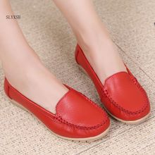 SLYXSH 2019 Summer women flats shoes women genuine leather shoes woman cutout loafers slip on ballet flats ballerines flats 2024 - buy cheap