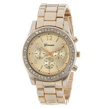 Hot Watches Women Rose Gold Faux Chronograph Quartz Watch Classic Round Ladies Geneva Crystals Clock Women Watches Drop Ship 2024 - buy cheap