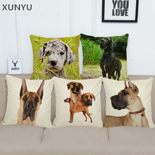 XUNYU Great Dane Dog Pattern Linen Pillow Case Sofa Square Decorative Pillow Cover Animal Cushion Cover 45X45cm AC013 2024 - buy cheap