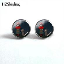 2018 New Whimsical Little Red Riding Hood Earring Girl And Wolf Ear Stud Round Glass Dome Earrings Color Photo Jewelry HZ4 2024 - buy cheap