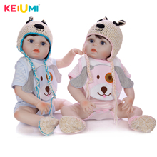 KEIUMI Handmade 19 Inch Reborn Baby Doll twins Realistic Full Silicone Reborn Doll For Kids Christmas Xmas Gift Bedtime Playmate 2024 - buy cheap