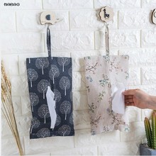 1PC Cotton Linen Tissue Storage Bag Hanging Home Office Car Tissue Case Cover Container Towel Napkin Papers Box Table Decoration 2024 - buy cheap