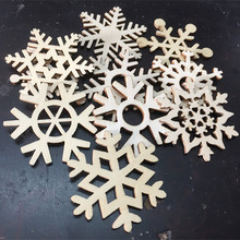 10pcs Assorted Wooden Snowflake Cutouts Craft Embellishment Gift Tag Wood Ornament For Weding Christmas DIY 2024 - buy cheap